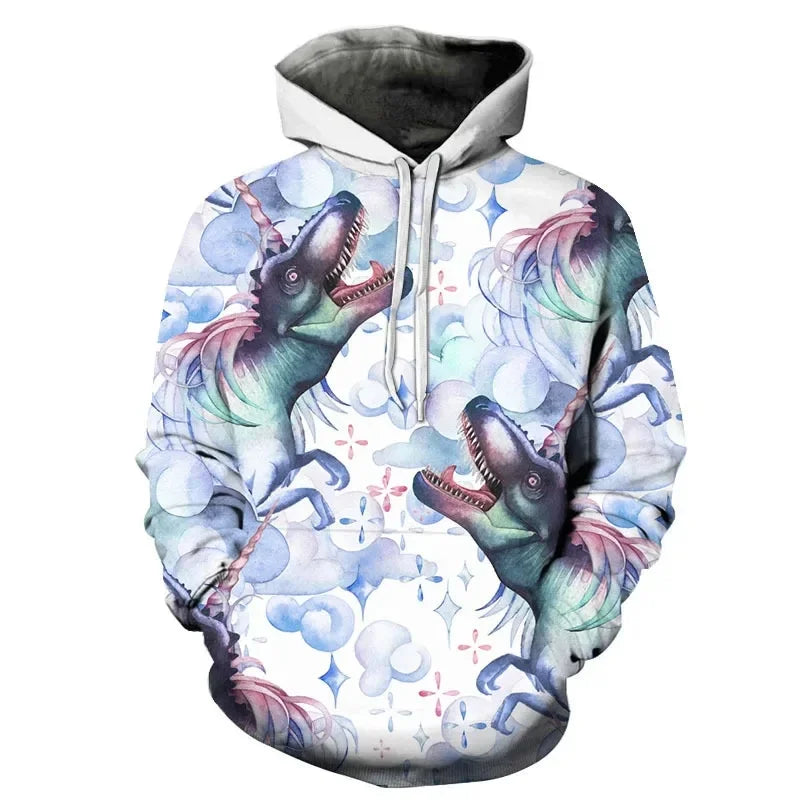 Cartoon Dinosaur 3D Printed Hoodies For Men Clothes Funny Fashion Women Sweatshirt Casual Streetwear Pullovers Y2k Tracksuit Top - Colouronova