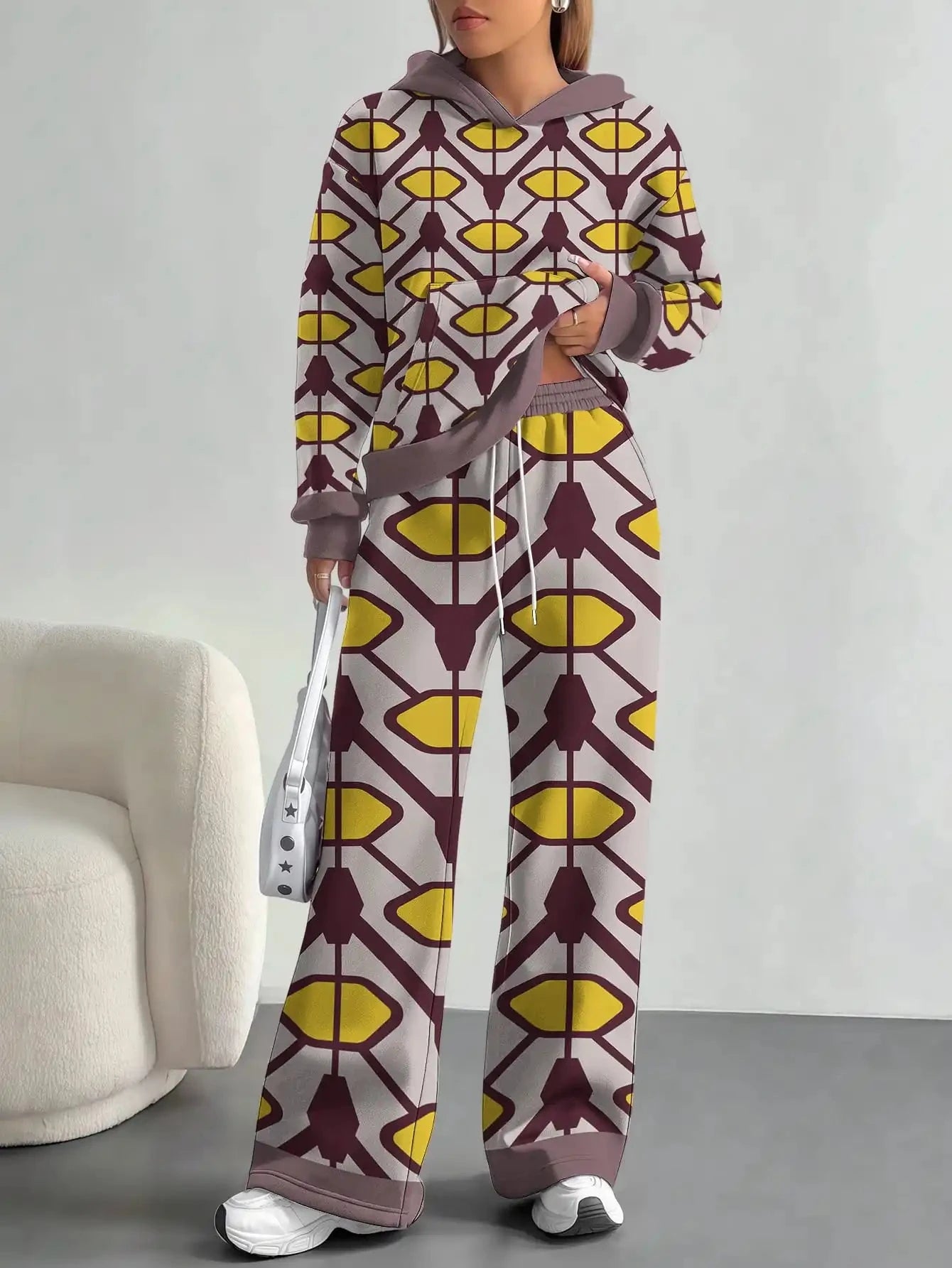 Foreign trade flame splicing printing new hot style 2025 new pink gradient fashion casual European and American women's suit Colouronova