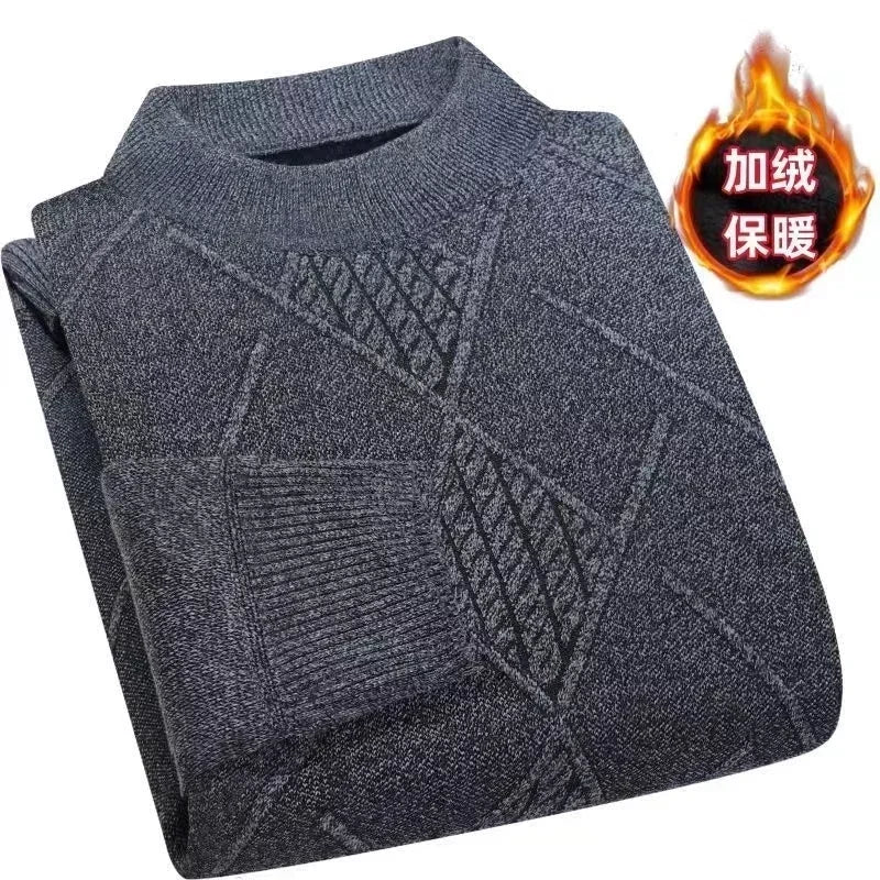 2025 Men's Autumn Winter Warm Sweater Solid Pullovers Male Thick Jumpers Knitwear Round Neck Casual Clothing Knitted Sweater Men - Colouronova