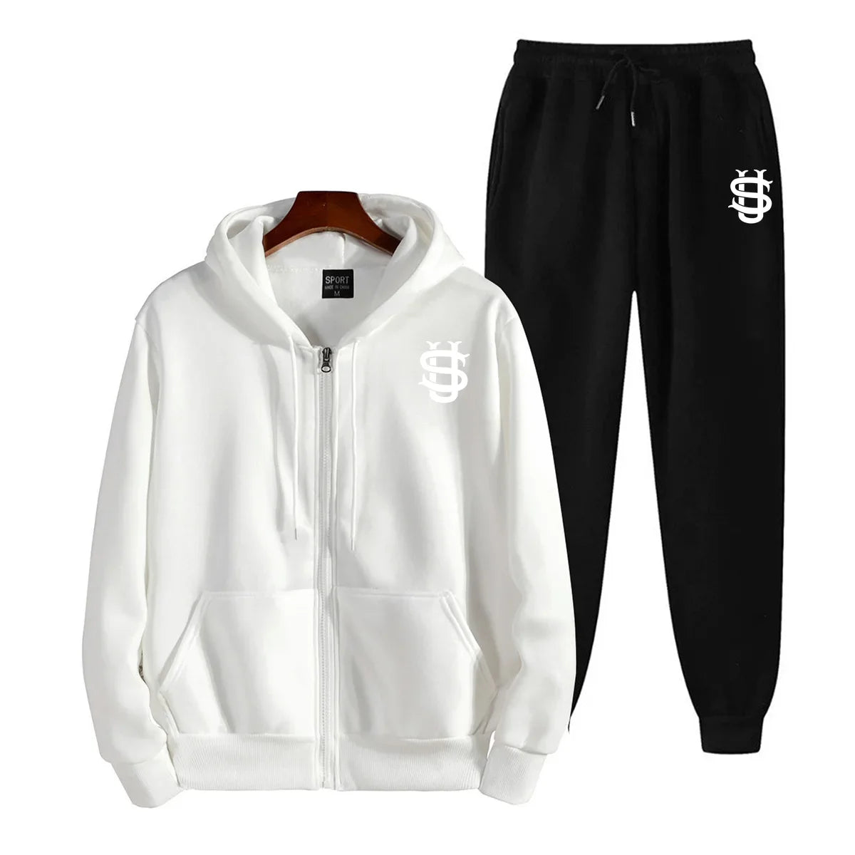 2025 Autumn/Winter men's printed hooded zipper sweatshirts and jogging pants, gym, running, day sportswear sets - Colouronova