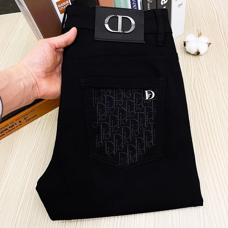 Men's Embroidered Slim-Fit Stretch Jeans Colouronova