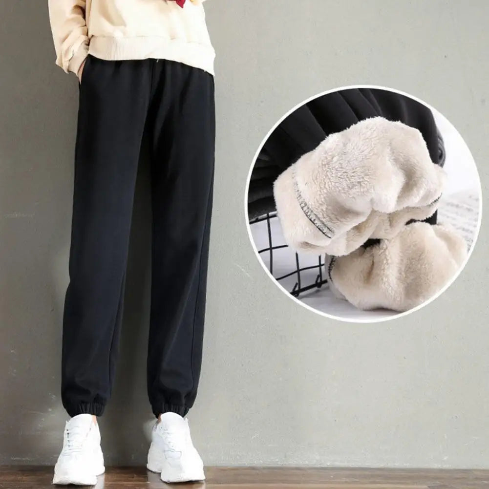 Winter Warm Fleece Pants Women 2023 Lambswool Thick Heavy Cotton Thermal Sweatpants Male Trousers Casual Fashion Men Joggers - Colouronova