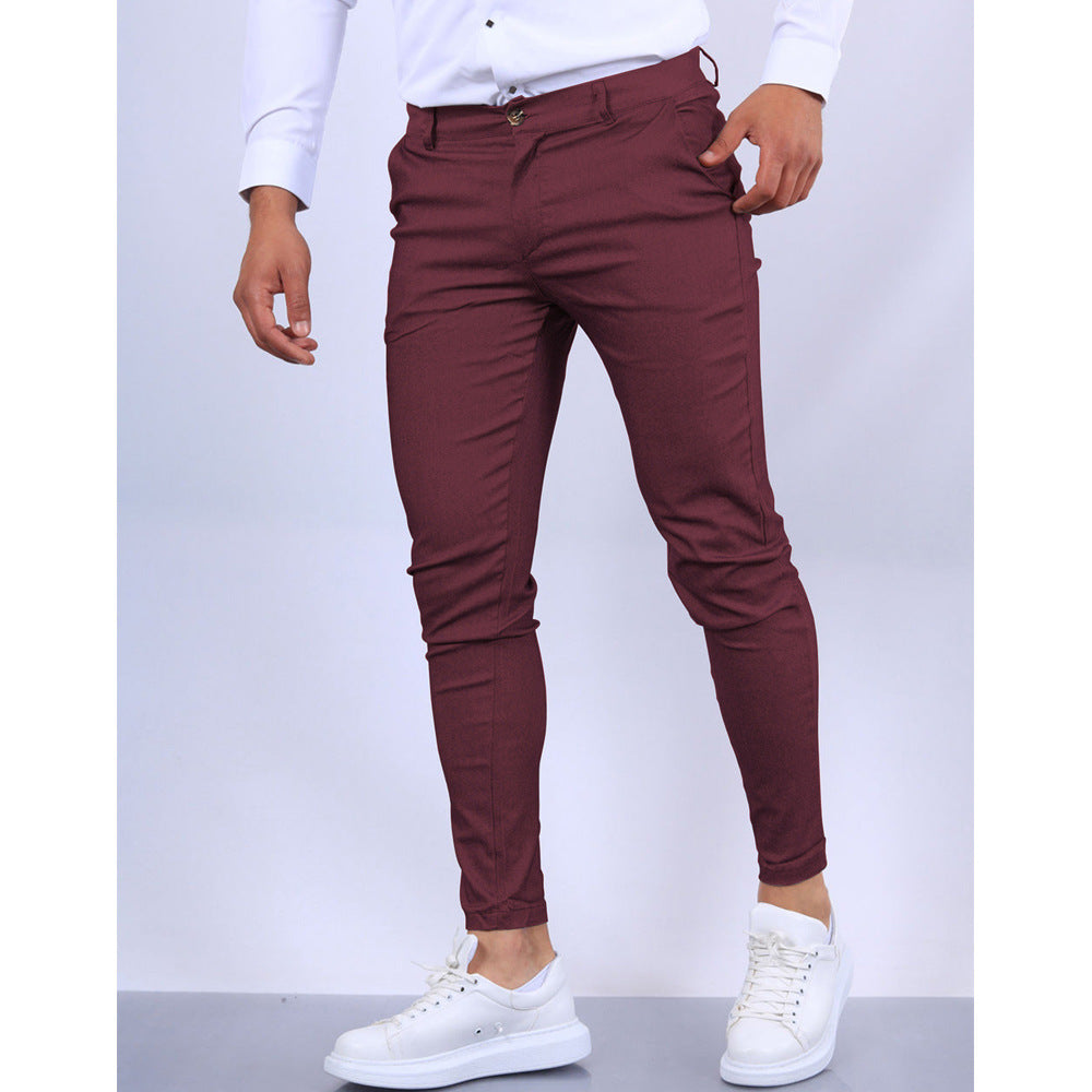Men's Solid Color Texture Casual Foot Dress Pants Colouronova