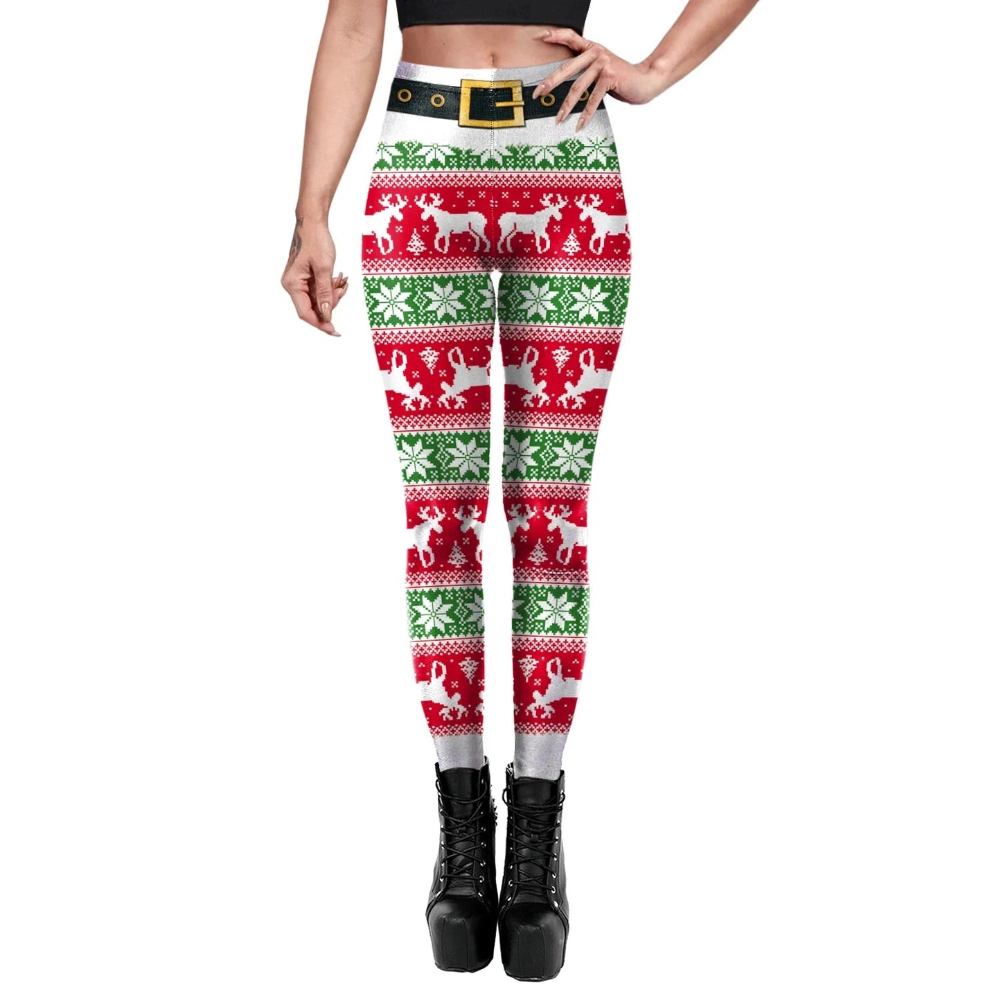Phantasy Vintage Women Christmas Leggings Autumn Winter Women Xmas Pants Sexy Tights Trousers Festival Party Carnival Leggings Colouronova