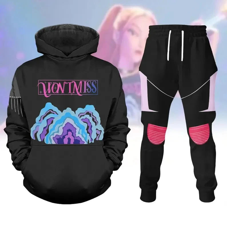 Hot KPop Demon Hunters Cosplay Hoodies Set 3D Print Men Women Anime Sweatshirt Jogger Suit Autumn/Winter jogging 2Pcs Sets Colouronova