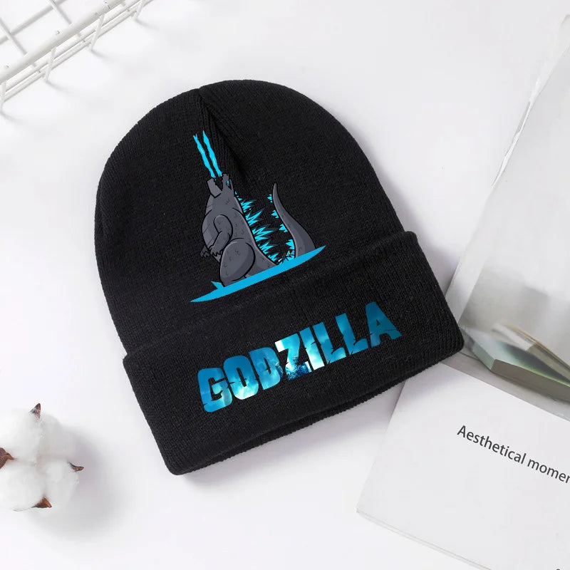 Godzilla Knitted Hat Winter Spring Cool Men Boys Kid Cap Anime Printed Brimless Bonnets Warm Comfortable Beanies Baby Party Gift - Colouronova