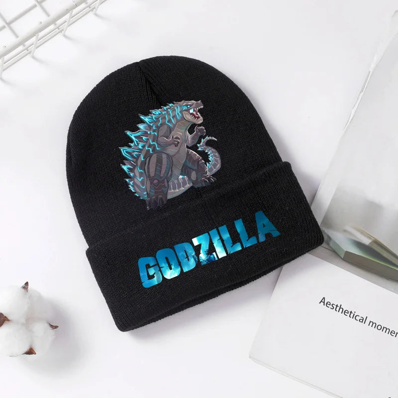 Godzilla Knitted Hat Winter Spring Cool Men Boys Kid Cap Anime Printed Brimless Bonnets Warm Comfortable Beanies Baby Party Gift - Colouronova