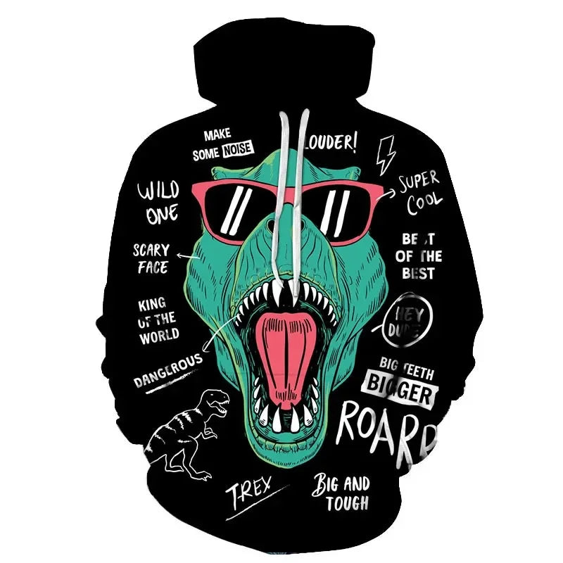 Cartoon Dinosaur 3D Printed Hoodies For Men Clothes Funny Fashion Women Sweatshirt Casual Streetwear Pullovers Y2k Tracksuit Top - Colouronova