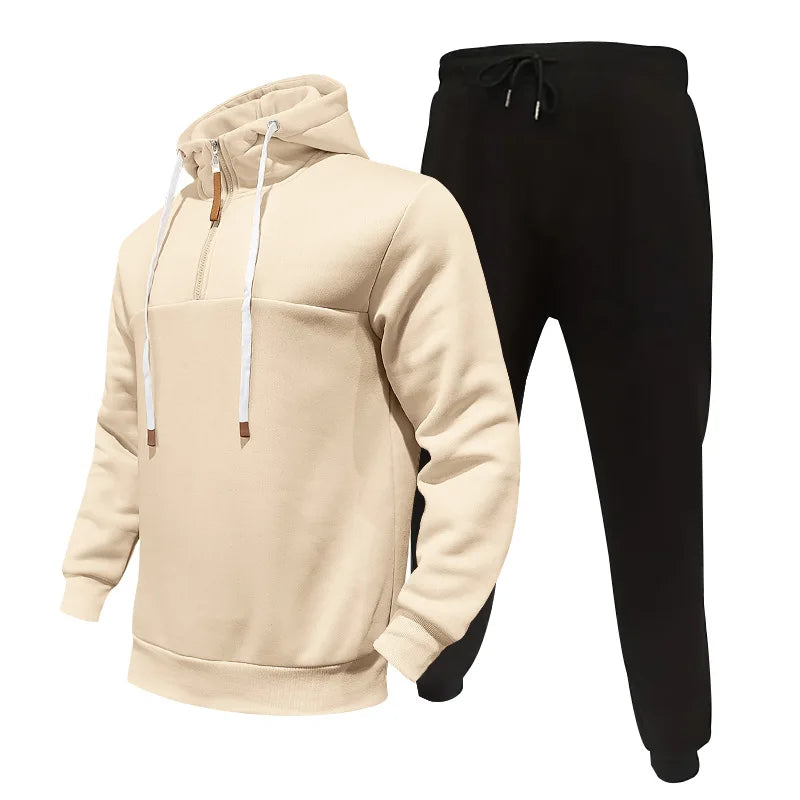Men's Loose Hoodie Set with Thickened Casual Jacket and Long Pants for Autumn and Winter ensembles de sport deportes - Colouronova
