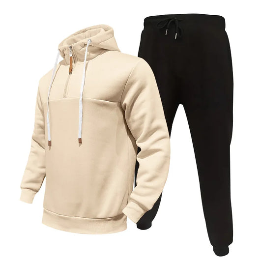 Men's Loose Hoodie Set with Thickened Casual Jacket and Long Pants for Autumn and Winter ensembles de sport deportes - Colouronova