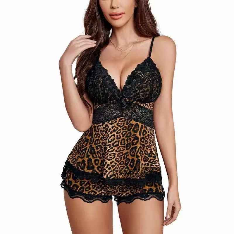 Lace Suspender Shorts Pajama Set