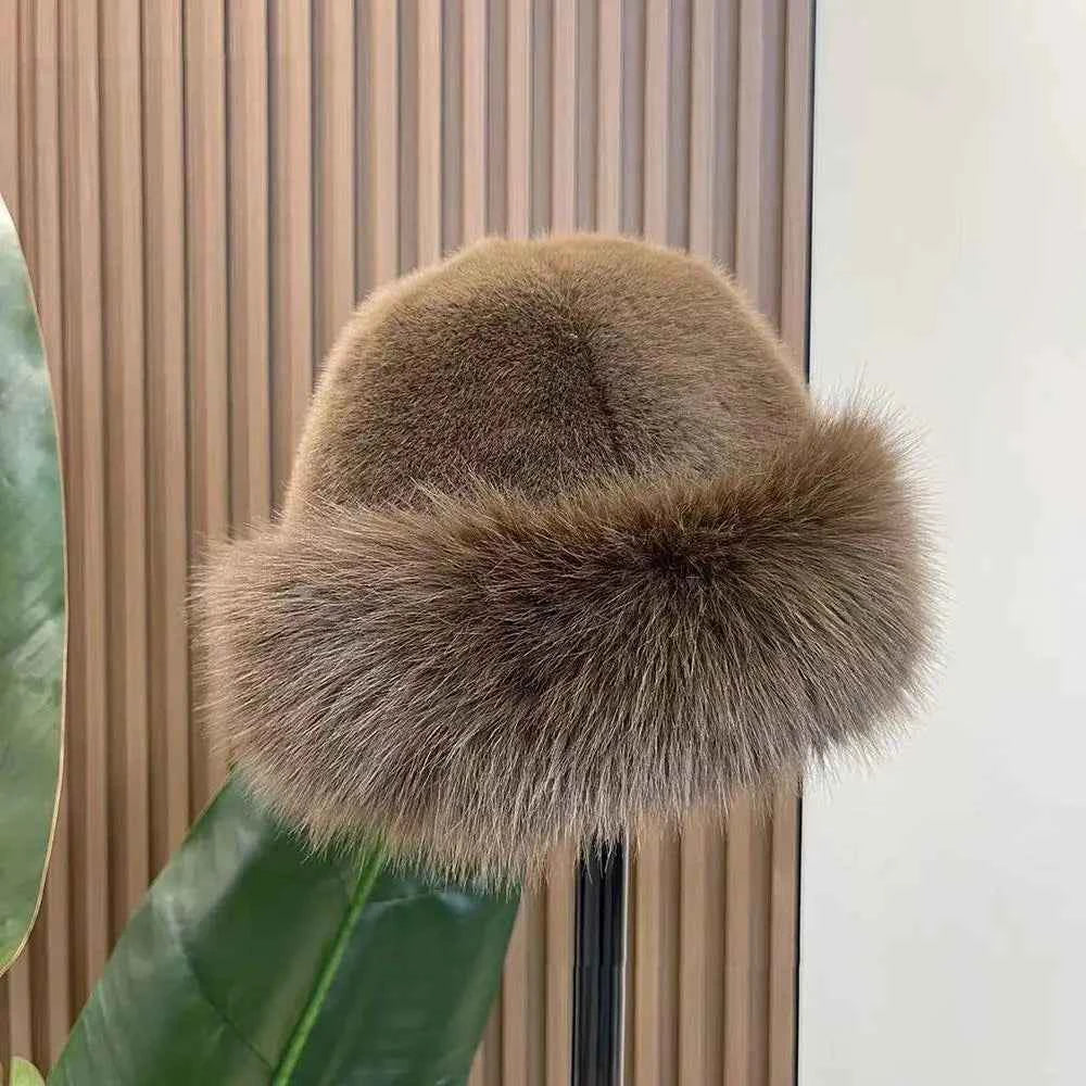 Winter Thick Warm Furry Beanies Hat Women Imitation Mink Fur Russian Cap Solid Plush Brimless Cap Brimless Ski Hat Mongolian Hat