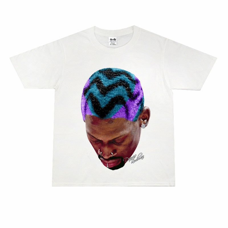 Vintage Basketball Player Print Cotton T-Shirt Colouronova