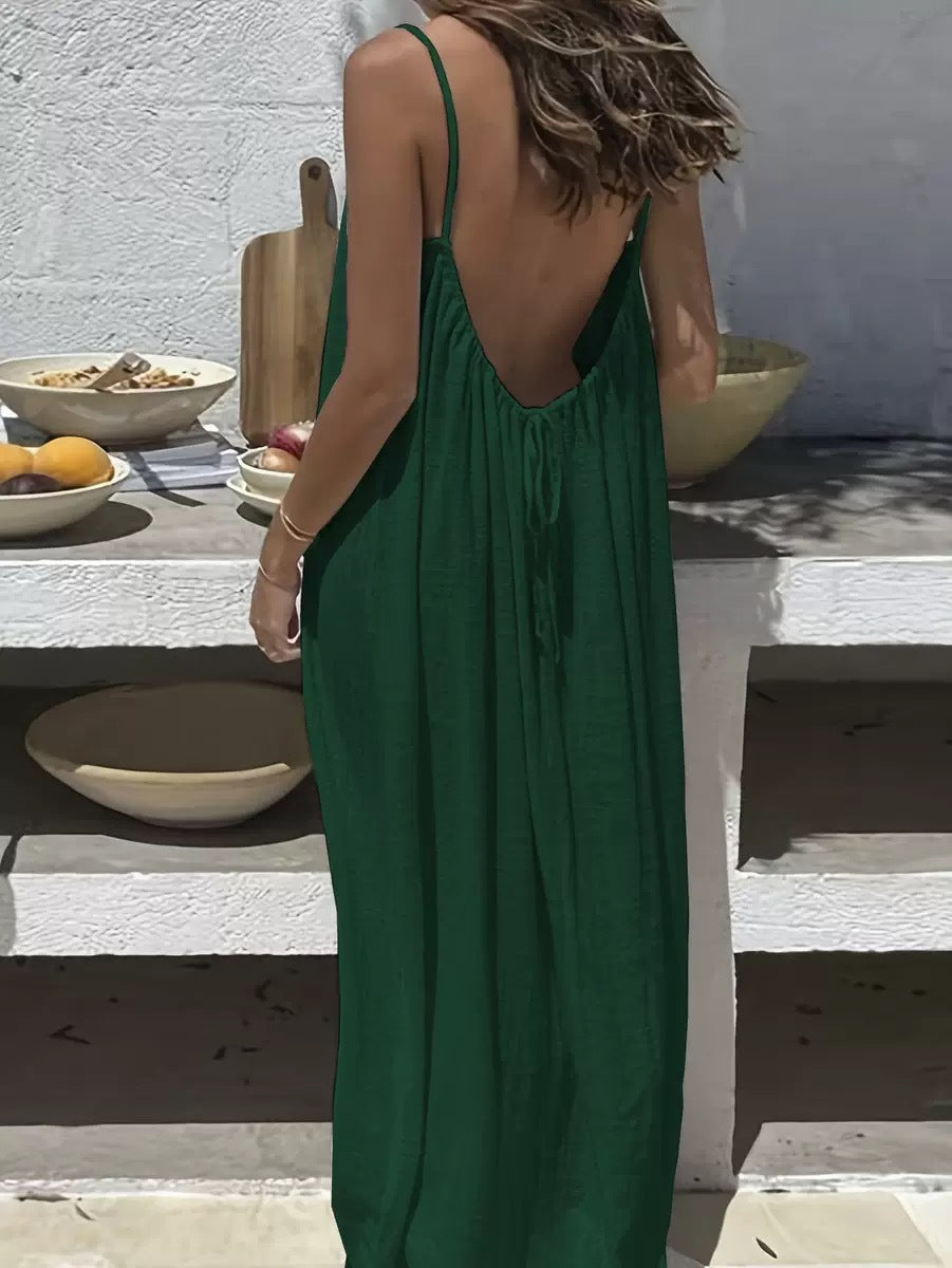 Womens Backless Loose Dress Colouronova