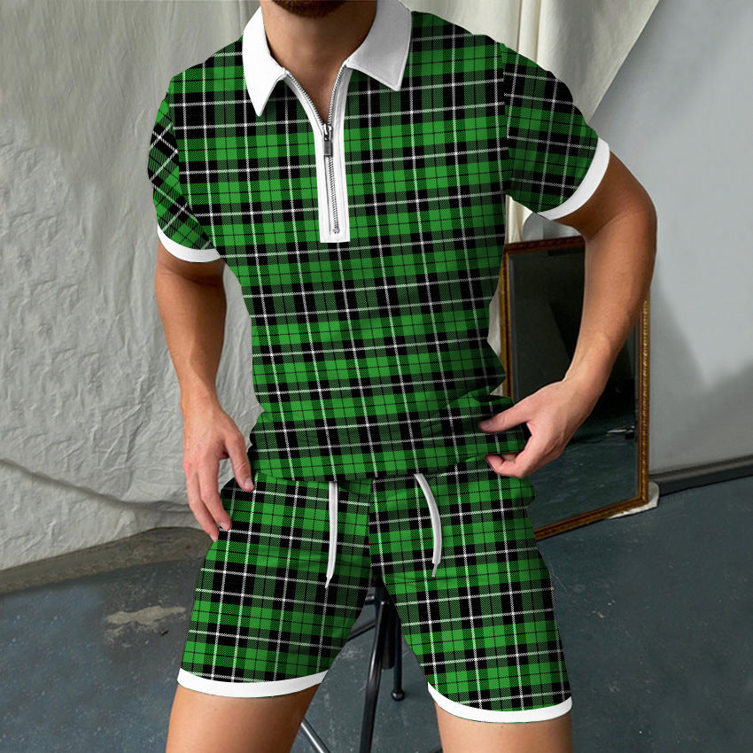 Men's Printed Polo Shirt and Shorts Set Colouronova