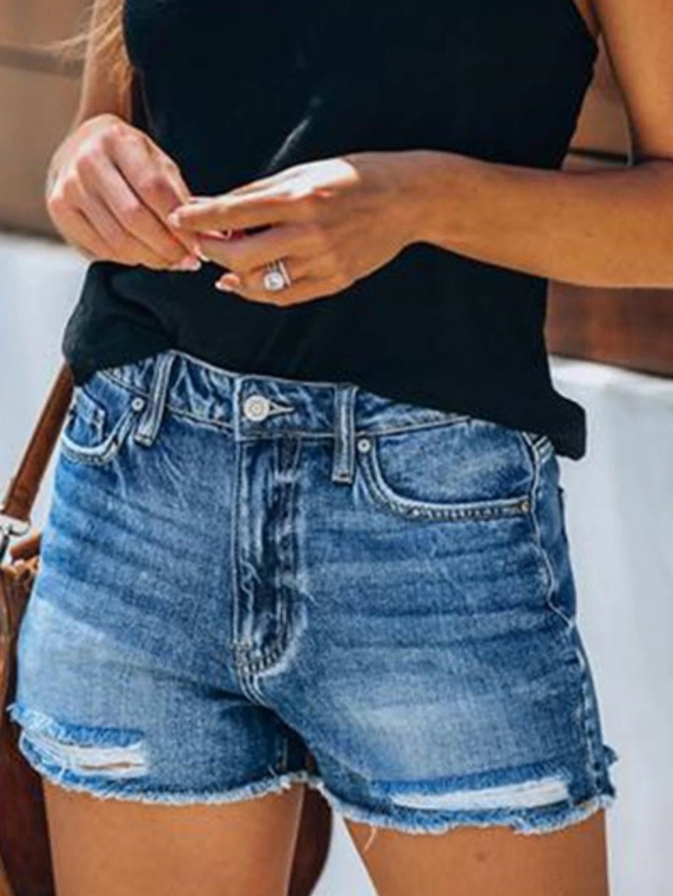 Short Jeans Women Ripped Shorts Stretch High Waist Washed Distressed Pockets 2025 Sexy Vintage Hole Pants Female Streetwear - Colouronova