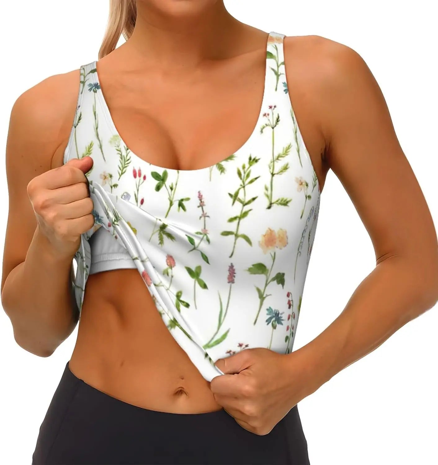 Season Watercolors of Herbs Flowers Print Winter Fashion Women Sports Vest Yoga Workout Vest for Women Lightweight Summer - Colouronova