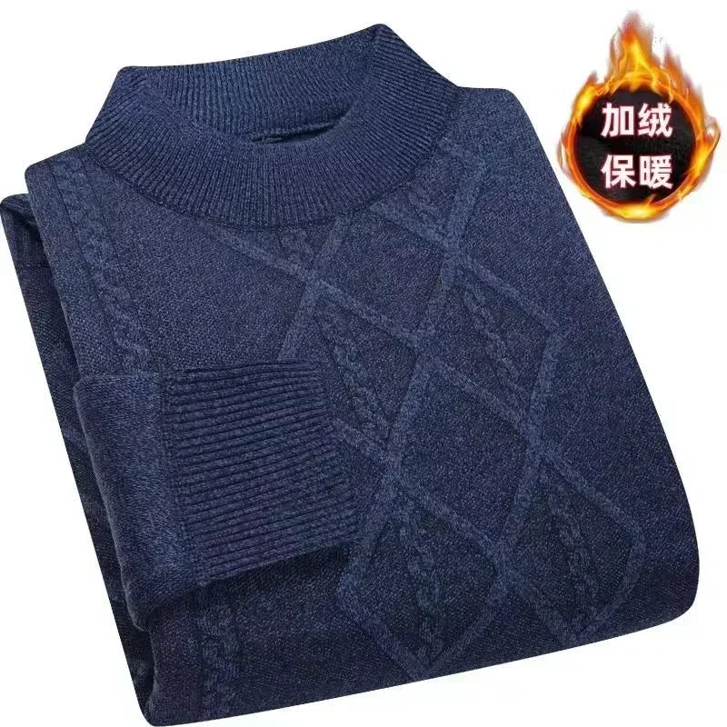 New Men's Autumn Winter Warm Sweater Solid Pullovers Male Thick Jumpers Knitwear Round Neck Casual Clothing Knitted Sweater Men - Colouronova