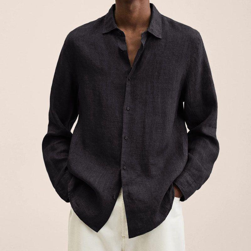Loose Button Cotton and Linen Cardigan Shirt Men Colouronova