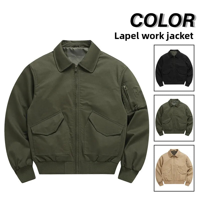 New model pilot jacket coat for men 2025 autumn lapel American casual retro fashion jacket top  high quality men's clothing - Colouronova