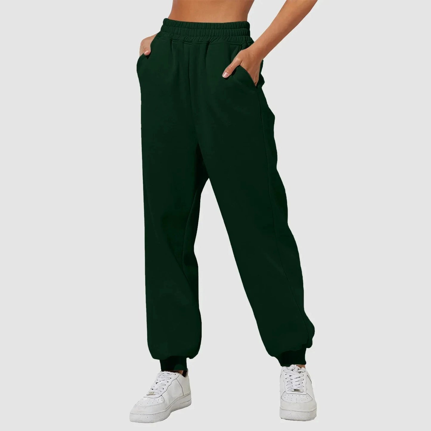 Joggers Sweat Pant For Women Fleece Lined Sweatpants Wide Straight Leg Pants Elastic Slim Bottom Trousers Female Clothing Colouronova