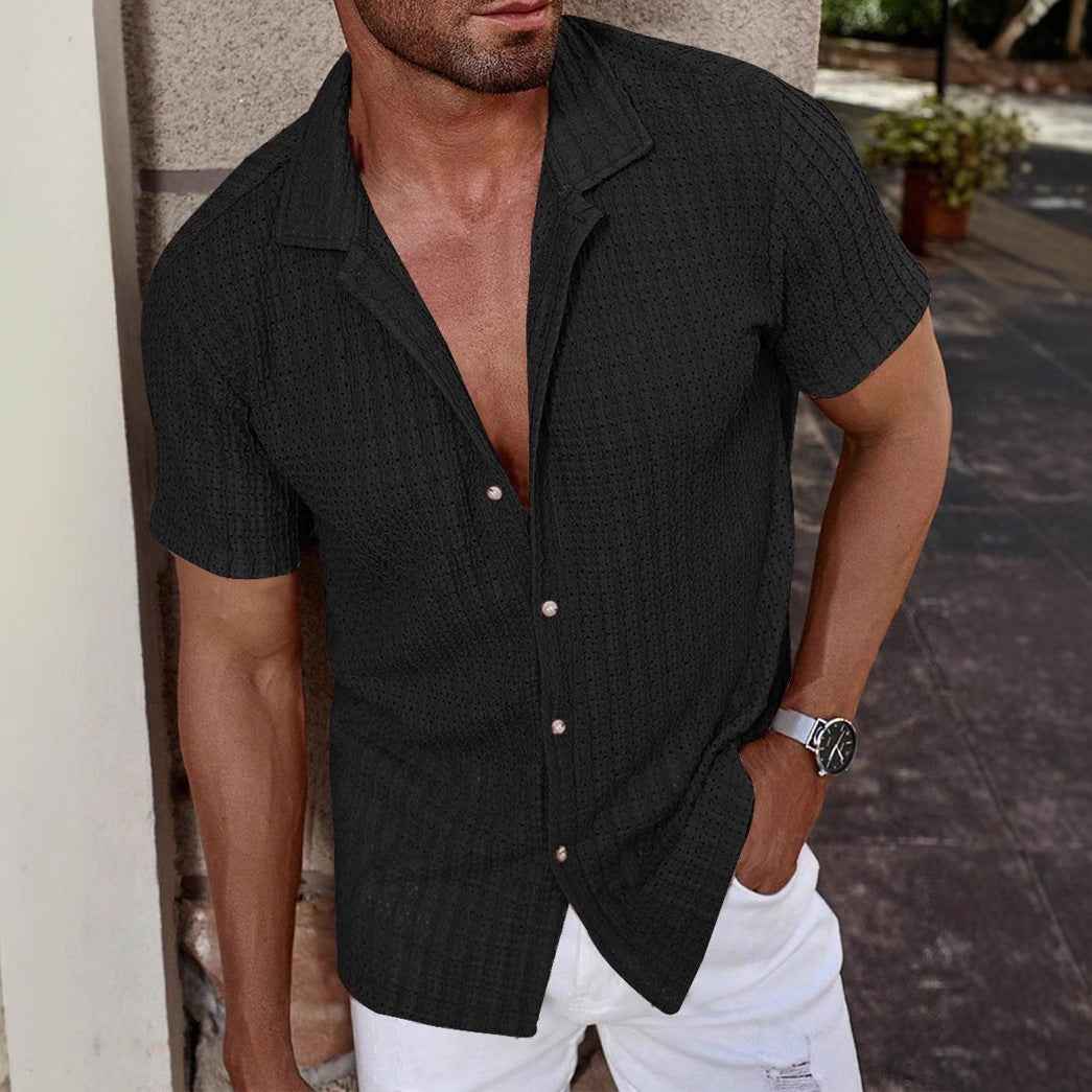 Collared short-sleeved casual shirt