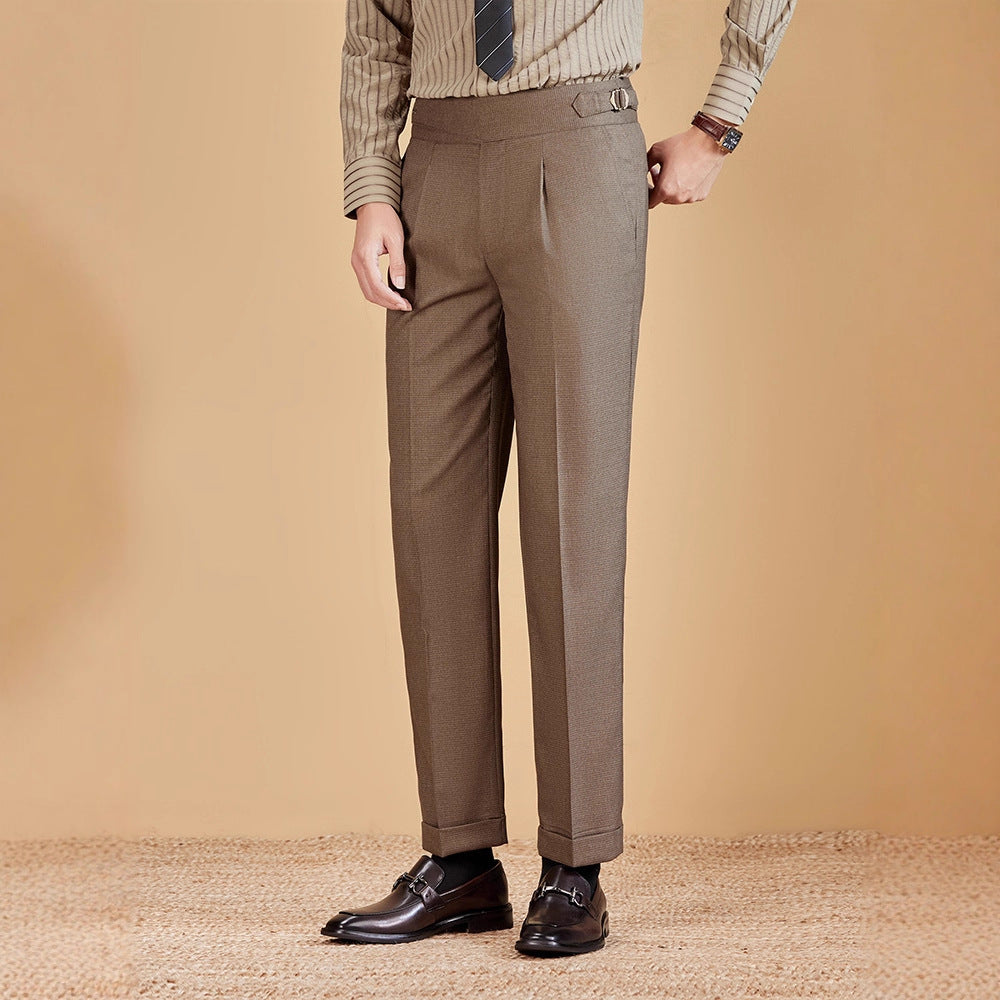 Single-Pleat Adjustable Suit Pants Colouronova