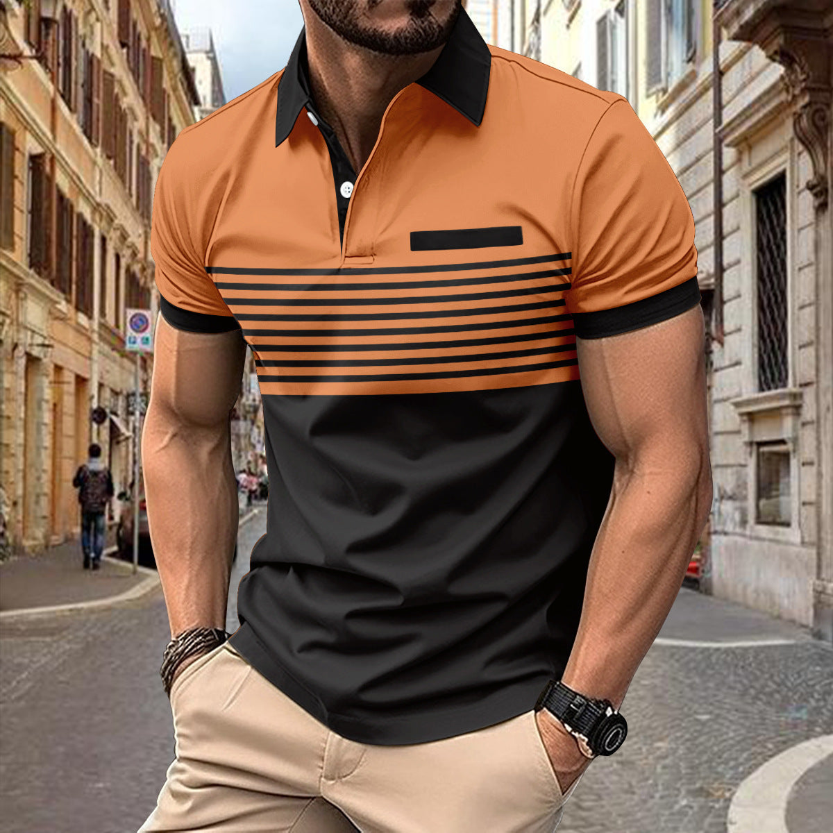 Men's Slim Fit Short Sleeve Polo Shirt Colouronova