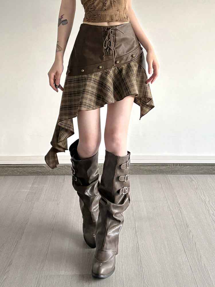 Asymmetrical High Waist A-Line Skirt