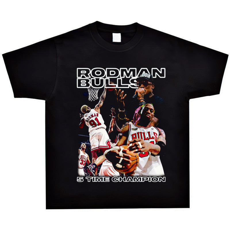 Vintage Basketball Player Print Cotton T-Shirt Colouronova