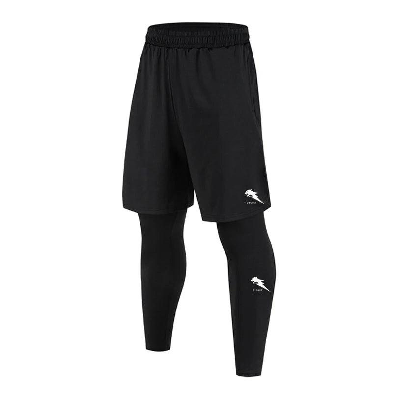 Men's 2-in-1 Compression Running Pants Quick Dry Athletic Workout Sweatpants Shorts Gym Leggings for Active Wear - Colouronova