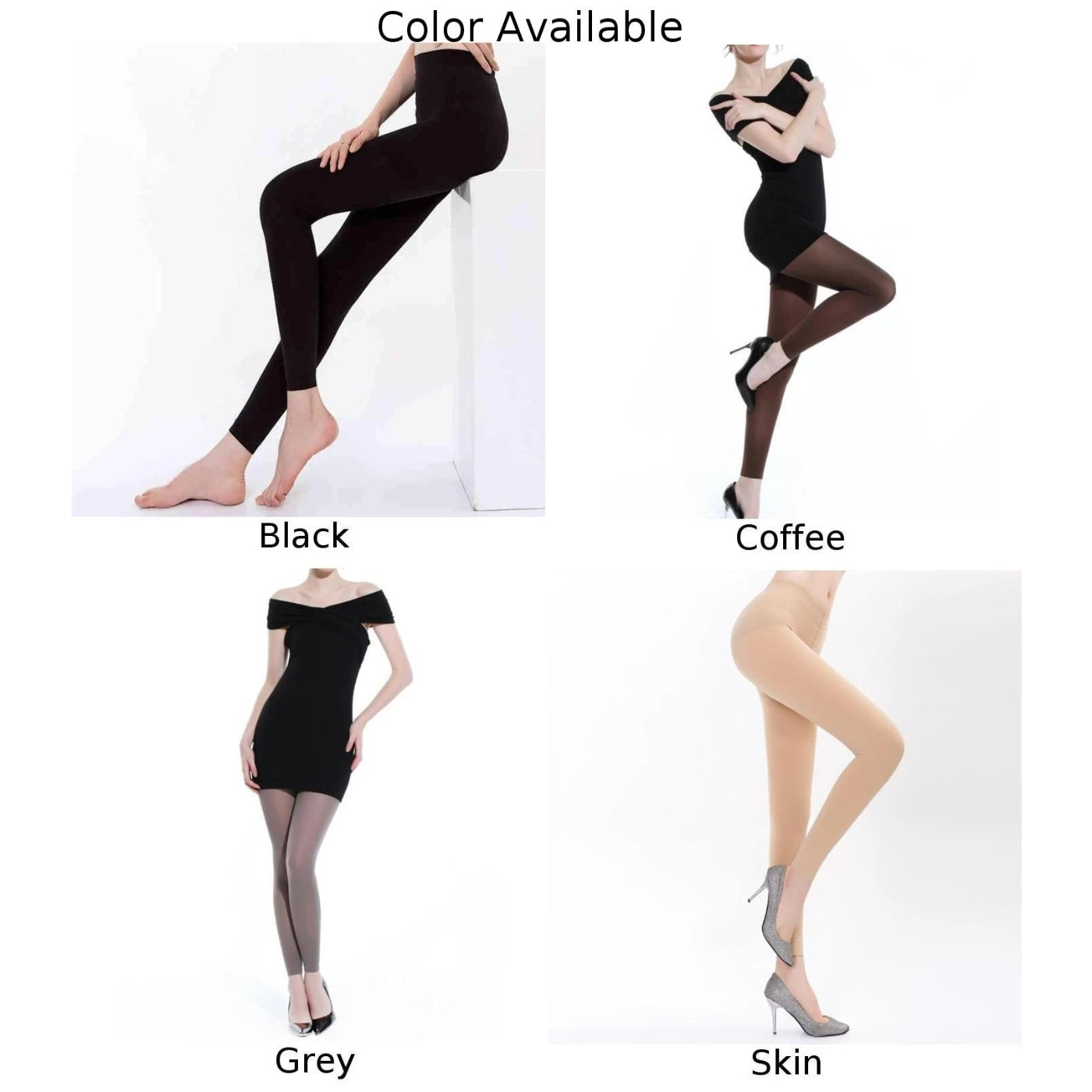 Anti-hook Tights Ankle-Length Pants Daily Fashion Black Sexy Solid Color Leggings Stocking Solid Color Pattern - Colouronova