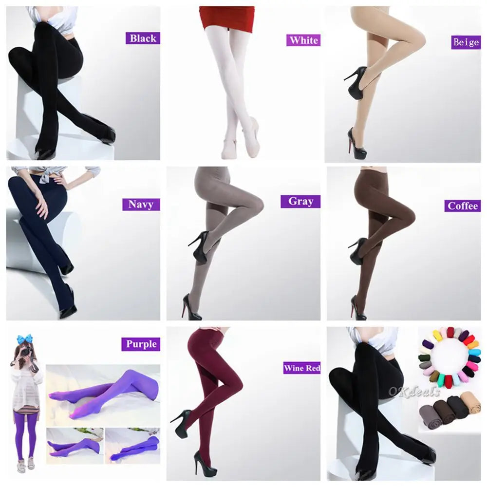 8 Colors Sexy Thick Women Opaque Stockings Pantyhose Footed Socks Tights - Colouronova