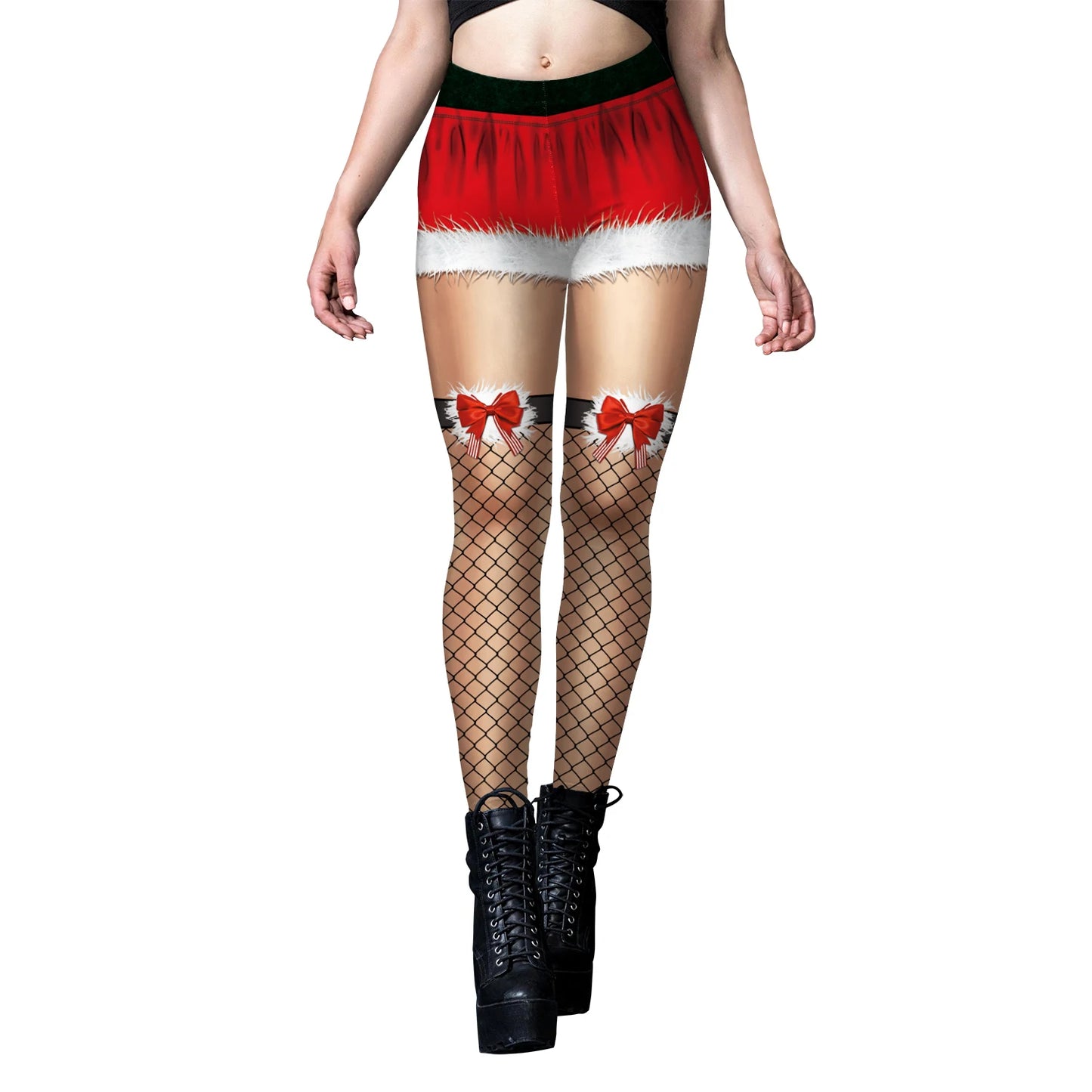 Phantasy Sexy Women Christmas Leggings Xmas Fake Shorts Stockings Pattern Leggings Yoga Trousers Festival Pants Autumn Winter - Colouronova