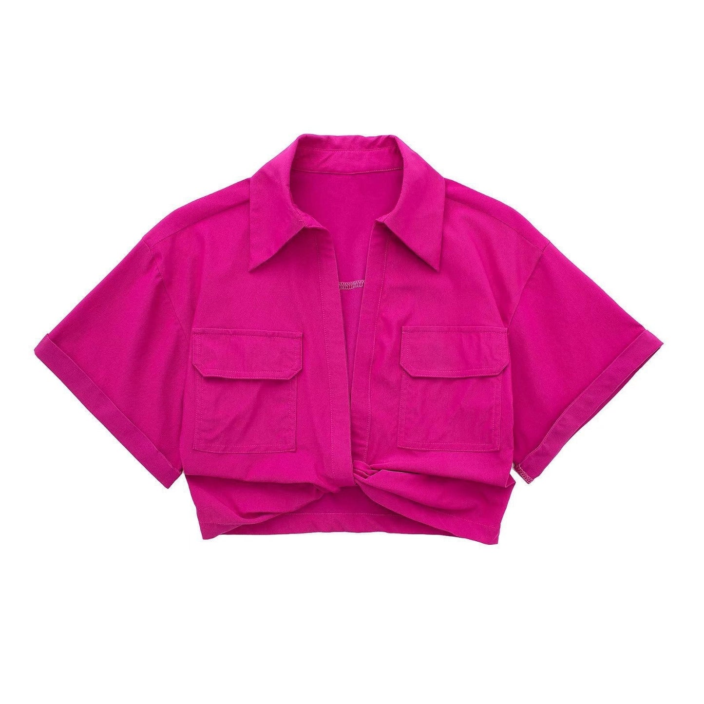 Stretch Linen Blend Short Shirt Colouronova