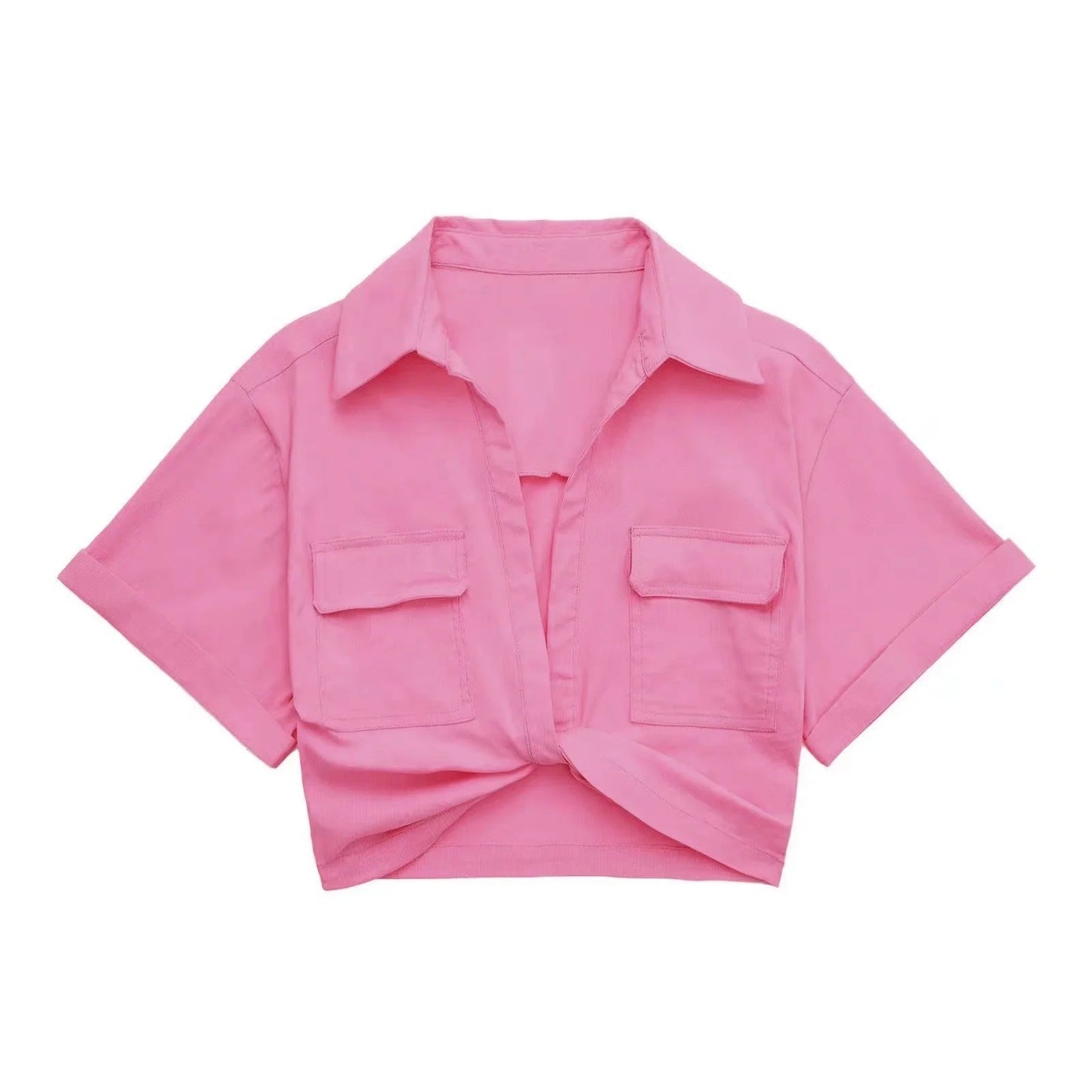 Stretch Linen Blend Short Shirt Colouronova