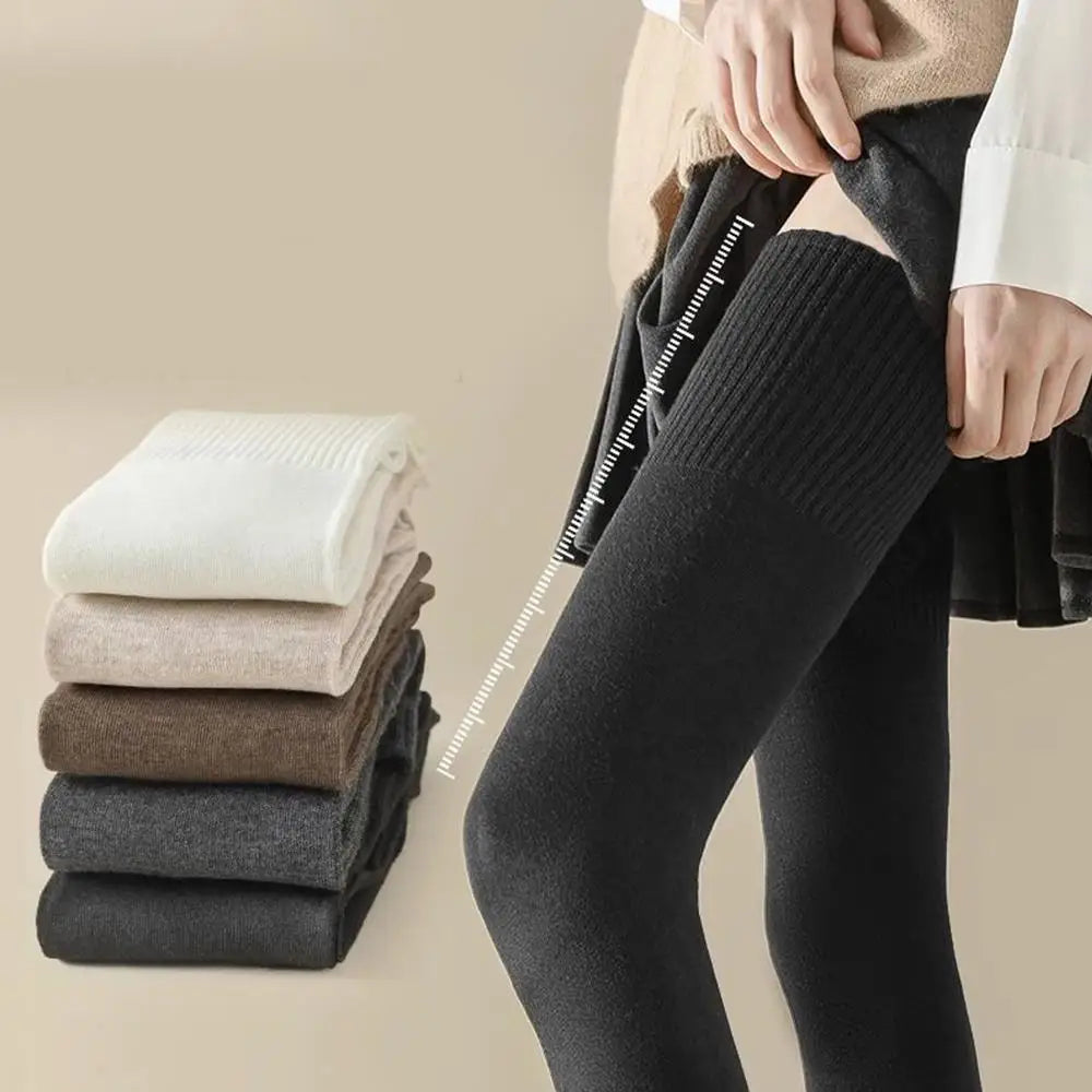 Autumn Winter Women Silk Stockings Skinny Casual Cotton Over Knee-High Fluffy Female Long Knee Sock Solid Color High Tube Socks - Colouronova