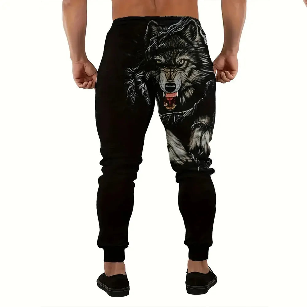 Winter New Thick Warm Pants Fashion Skull Printed Sweatpants Men's Sports Pants Men's Loose Casual Pocket Drawstring Sweatpants - Colouronova