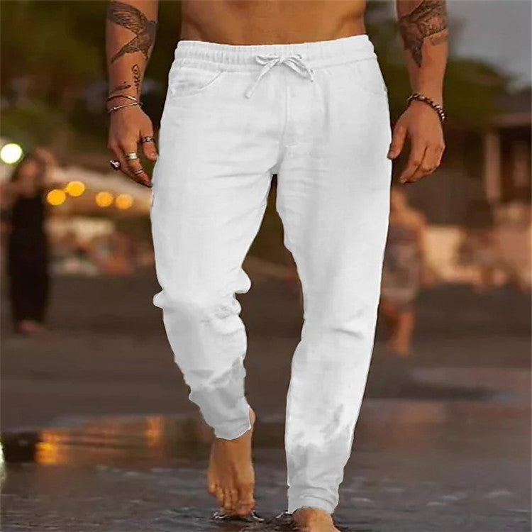 Men's Solid Color Drawstring Casual Pants Colouronova