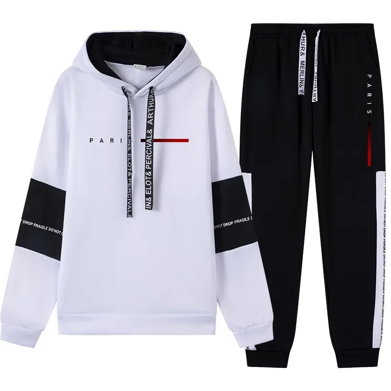 Autumn Winter Mens Tracksuit Printing Casual Sweatshirts Sportswear Sports Jogging Mens Clothing Single Piece Hoodie Pants 2025 - Colouronova