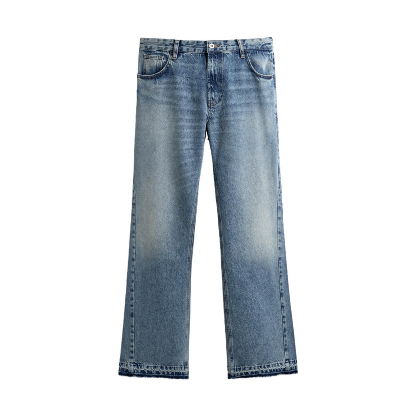 Men's wide-leg washed denim pants with a mid-rise design Colouronova