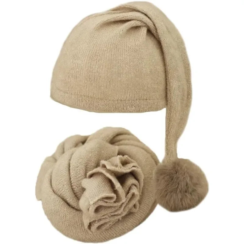 Baby Photo Prop Knit Set - Soft Stretchy Swaddle Wrap & Beanie Hat - Newborn Studio Photoshoot Outfit (Butterly-Soft) - Colouronova