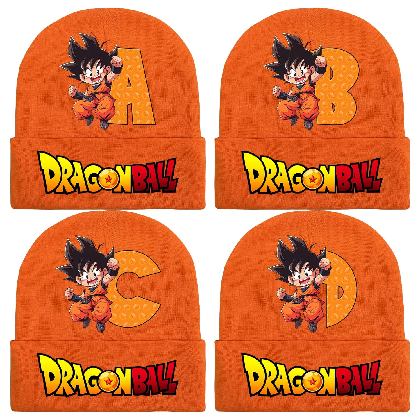 Dragon Ball Goku Knitted Hat Children Cartoon Letter A-Z Knitted Cap Boys Girls Orange Hat Decoration Skullies Beanies Kids Gift - Colouronova