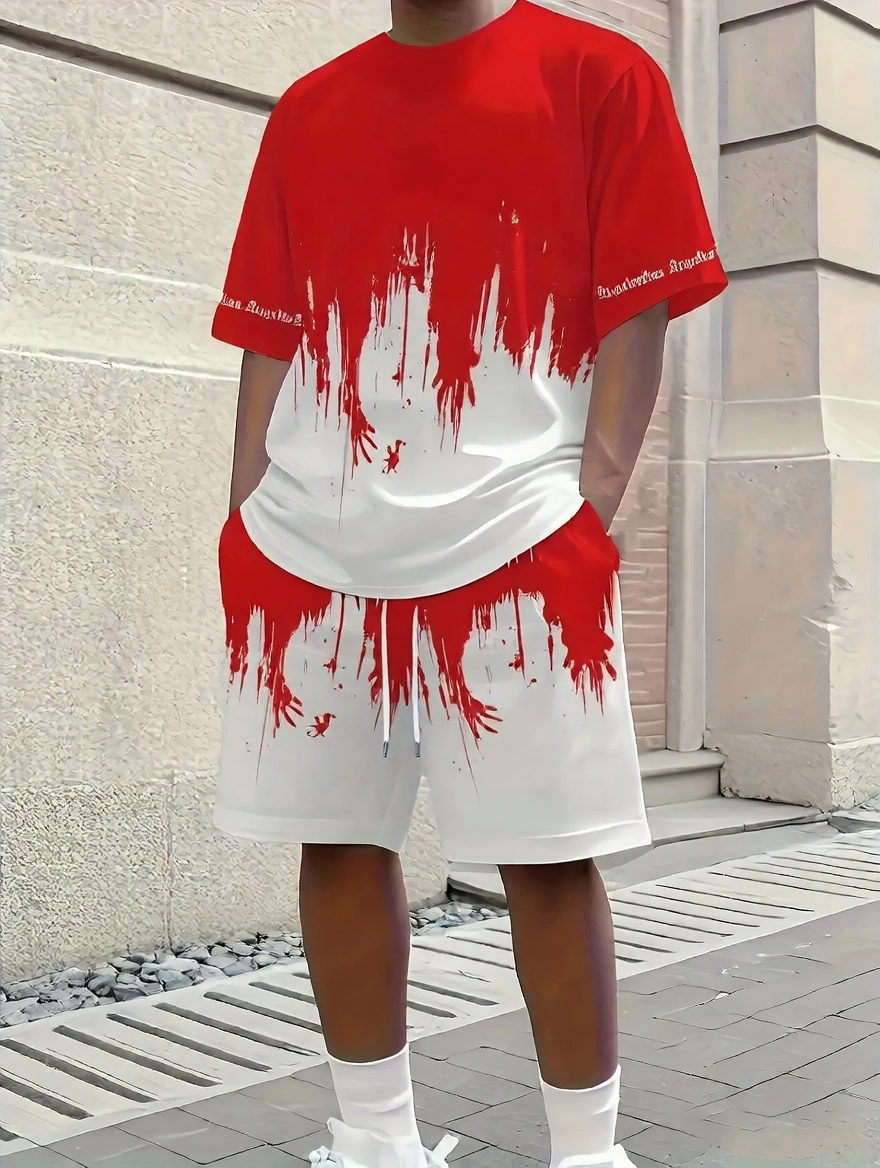 Men's Short Sleeve and Shorts Casual Set Colouronova