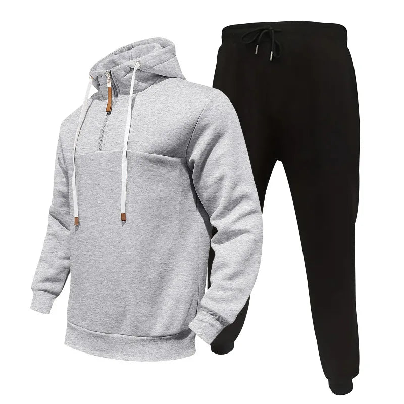 Men's Loose Hoodie Set with Thickened Casual Jacket and Long Pants for Autumn and Winter ensembles de sport deportes - Colouronova