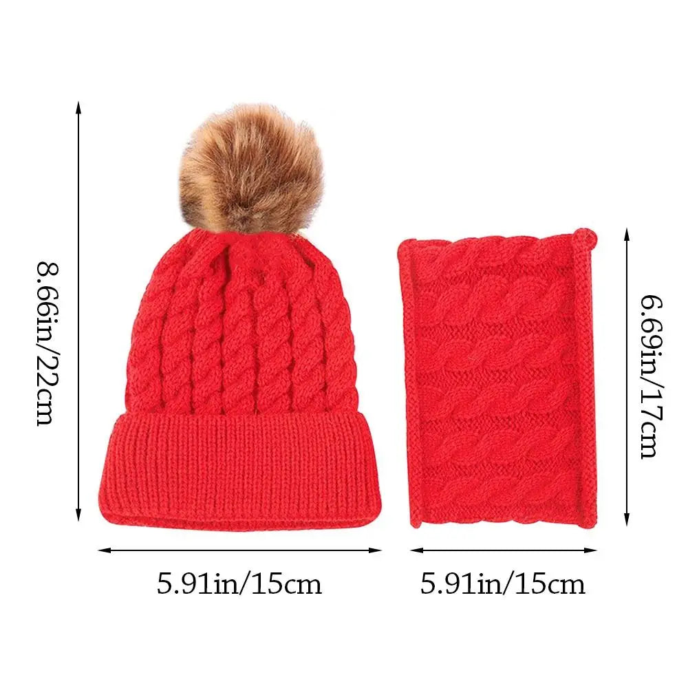 2Pcs/Set Fashion Ear Protection Children Hat Scarf Set Warm Windproof Kids Beanie Caps Soft Thickened Neck Warmer Boys Girls - Colouronova