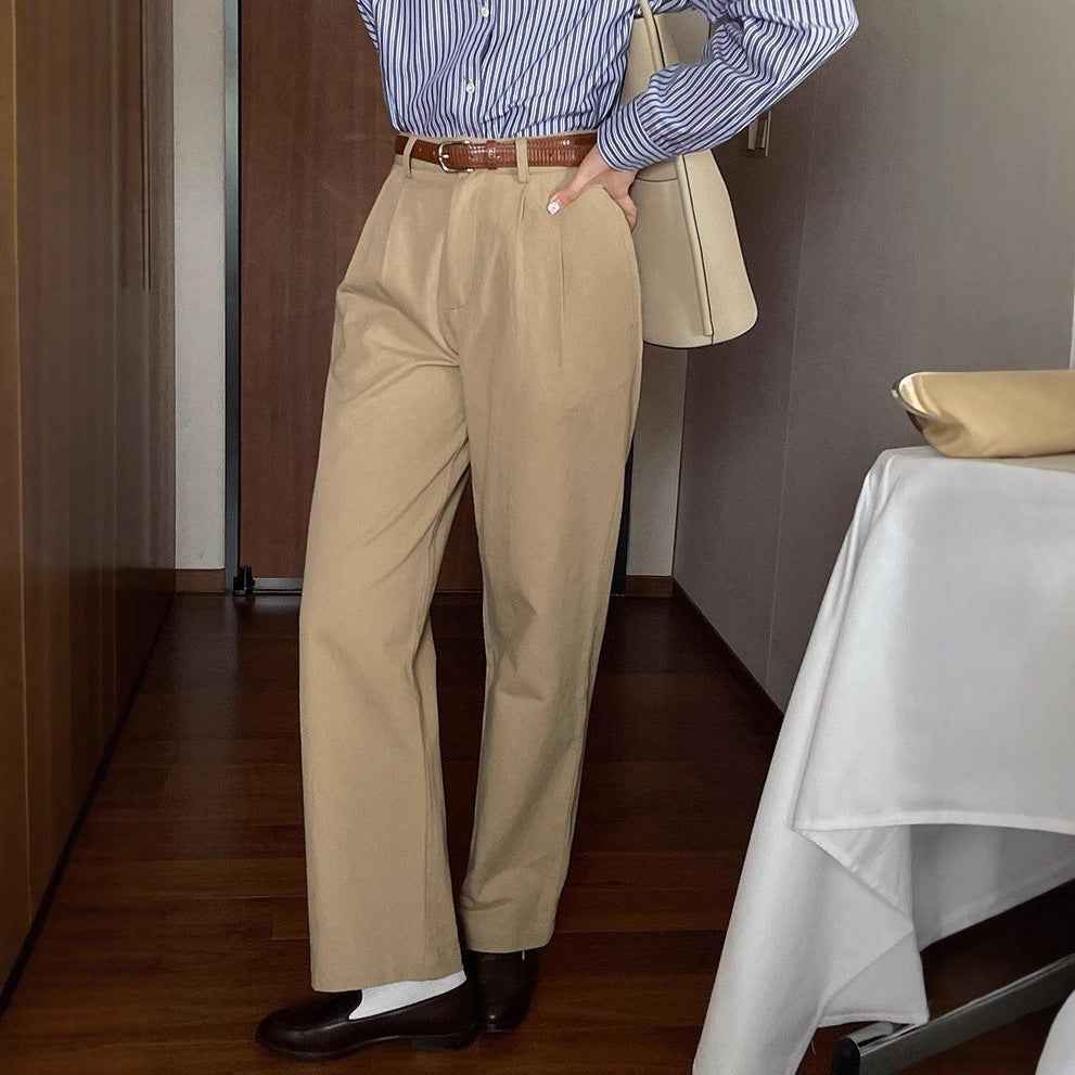 Women's High Waist Straight Leg Casual Pants