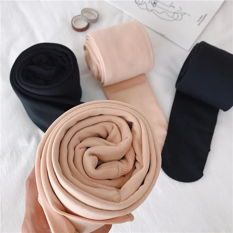 Fleece Lined Tights Women Thermal Pantyhose for Women Winter Panty Polar Skin Black Effect Stockings Women's Thermal Socks - Colouronova