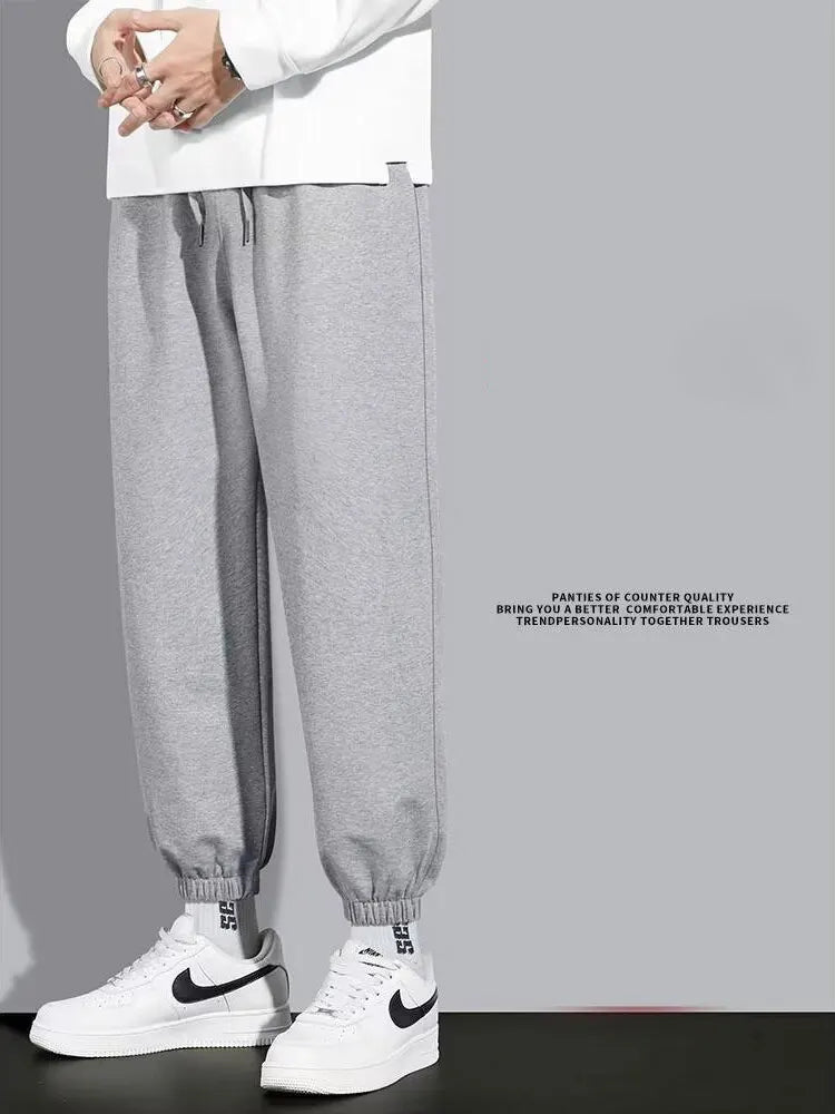 Fall Winter Fleece Thick Sweatpants Men Casual Gray Black Warm Jogger Pants Spring Baggy Wide leg Sport Thermal  Trousers - Colouronova