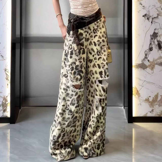 Patchwork Leopard-Print Jeans